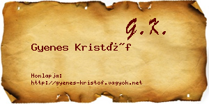 Gyenes Kristóf névjegykártya